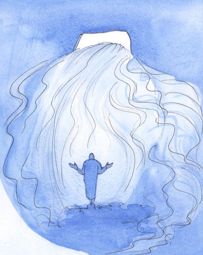 Sielu voi tervehtiä Kristusta pyhässä ehtoollisessa sanomalla: "Heitä valosi sisälle ja astu sisään (armon vuodatuksellasi)", 2001 (paperilla) tekijältä Elizabeth Wang