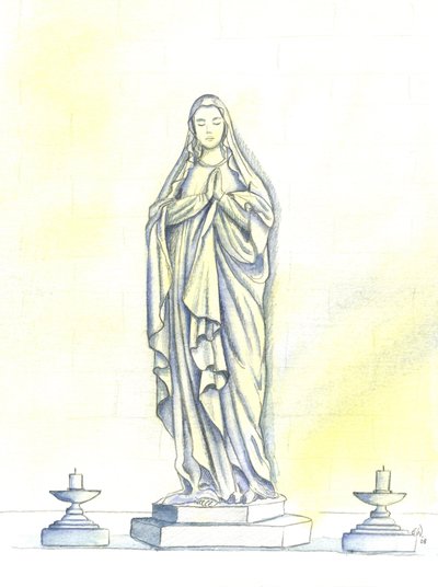 Siunatun Neitsyt Marian patsas, 2001 (paperilla) tekijältä Elizabeth Wang