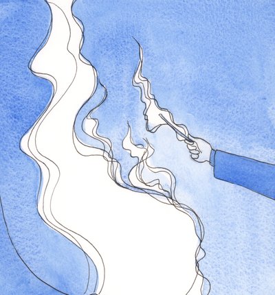 Katumuksen teko on kuin olki, joka heitetään Kristuksen ylistyksen tuleen, joka nousee sydämestäni Isälle. Se antaa Hänelle kunniaa, 2002 (w/c paperilla) tekijältä Elizabeth Wang
