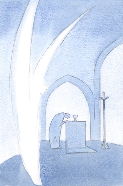 Enkelit kunnioittavat Kristuksen rakkaan kansan arvokkuutta; he kumartuvat tervehtimään, 2000 (paperilla) tekijältä Elizabeth Wang