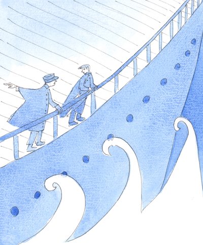 Joka opastaa ihmisiä vaikealle matkalle, on huomautettava vaaroista ja tarjottava järkeviä käyttäytymissääntöjä, 2005 (akvarelli paperille). tekijältä Elizabeth Wang