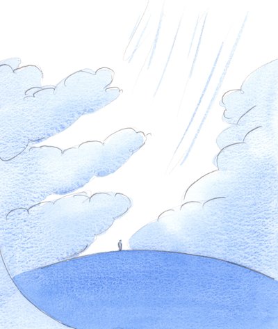 Kuten vain voimakas voima voi työntää pilvet pois maan päältä, niin vain voimakas mietiskelevä rukous tekee jumalallisen valon "tien" loistaa tarvitseville ihmisille, 2002 (paperilla) tekijältä Elizabeth Wang