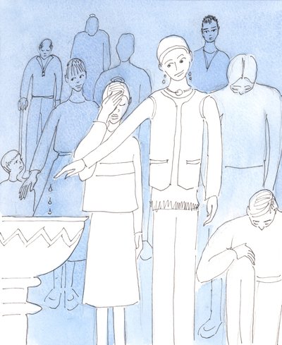 Kristus pyytää meitä suorittamaan perusteellisen uudelleenarvioinnin nykyisistä asenteistamme ja toimistamme, jotka liittyvät kunnioitukseen Häntä kohtaan, 2004 (w/c paperilla) tekijältä Elizabeth Wang
