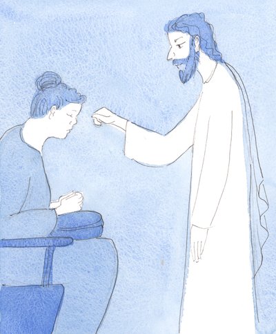 Kristus siunaa meitä ja antaa meille rauhan ja turvallisuuden, 2004 (w/c paperilla) tekijältä Elizabeth Wang
