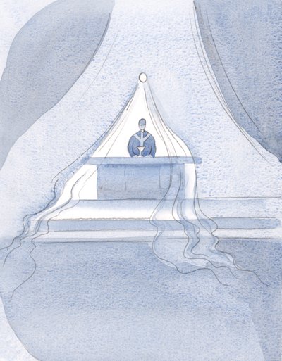 Kristus vetää taivasta kohti - ikään kuin hienoon kankaaseen käärittynä - niitä, jotka ovat syöneet jumalallista ruokaa tällä juhlalla., 2001 (paperilla) tekijältä Elizabeth Wang