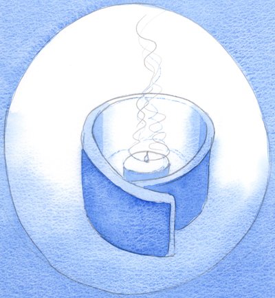 Me emme kunnioita Kristusta lahjoilla, vaan suostumalla tulla tyhjennetyksi ja puhdistetuksi - kuin lamppu, jossa Kristus loistaa, 2002 (paperilla) tekijältä Elizabeth Wang