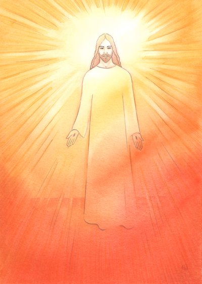 Kristus säteilee ja iloitsee ylösnousseessa elämässään, 2002 (paperilla) tekijältä Elizabeth Wang