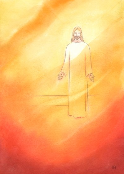 Kristus säteilee ja iloitsee ylösnousseessa elämässään, 2002 (paperilla) tekijältä Elizabeth Wang