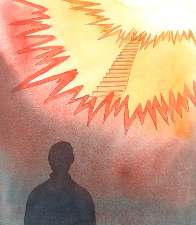 Kristus antaa meille joskus välähdyksiä taivaaseen johtavasta polusta, 2005 (akvarelli paperille). tekijältä Elizabeth Wang