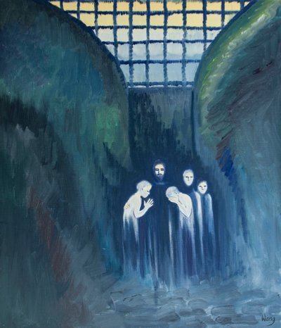 Kristus ristiinnaulittu on erityisen lähellä kaikkia, jotka kärsivät Hänen tähtensä, 2000 (öljyä laivalla) tekijältä Elizabeth Wang