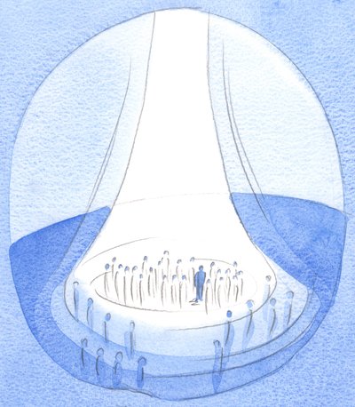 Kristuksen uhri - tarjottu maan päältä - on kuin valon majakka taivaan edessä, 2002 (paperilla) tekijältä Elizabeth Wang