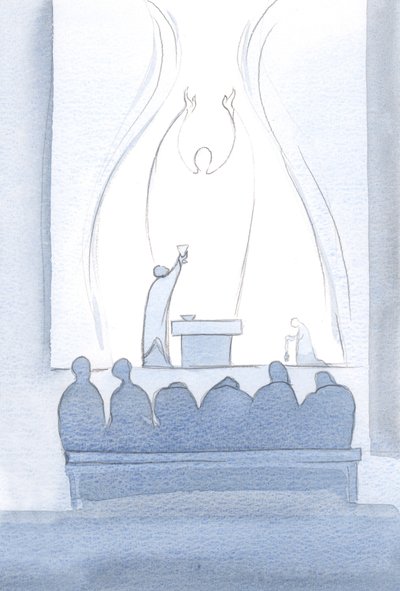 Kristuksen uhrirukous on täydellinen. Se kuuluu meille ja sisältää kaikki tarpeemme., 2000 (w/c paperilla) tekijältä Elizabeth Wang