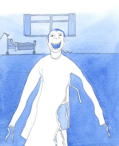 Vaikeudet ja näennäiset katastrofit voivat kaitselmuksellisesti antaa ihmiselle aikaa miettiä elämän tarkoitusta, 2005 (akvarelli paperille). tekijältä Elizabeth Wang