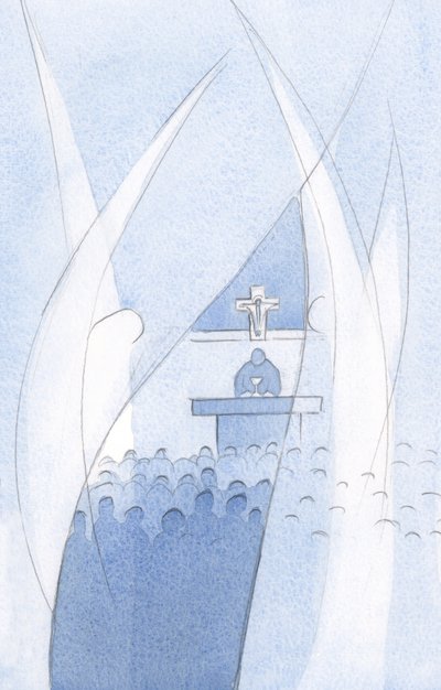 Jokainen pyhä suojelusenkeli tottelee Kristuksen tahtoa kunnioittamalla sitä, jota Kristus pyytää häntä vartioimaan., 2001 (paperilla) tekijältä Elizabeth Wang