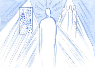 Jumala, kaiken valon ja viisauden lähde, ravitsee meitä sanoin ja opettajien kautta; mutta ehtoollisessa tapaamme jumalallisen Pojan, koko Persoonan, 2001 (paperilla) tekijältä Elizabeth Wang