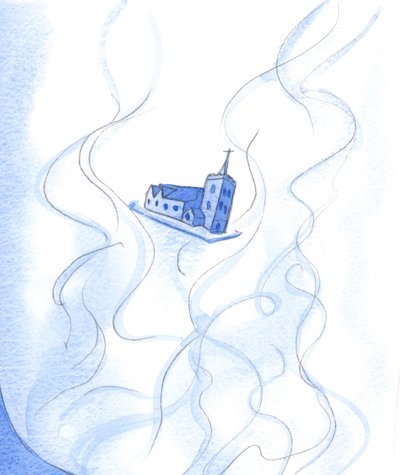 Jumalan pyhyys on niin suuri, että se - kerralla - täyttää kirkkomme, mutta pitää myös koko rakennuksen näkymättömässä valossa ja tulessa, 2002 (paperilla) tekijältä Elizabeth Wang