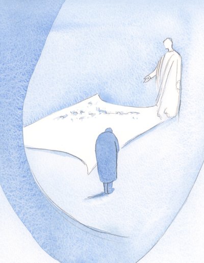 Hän selitti, että repaleinen vaatteeni - koska se altistuisi Hänen katseelleen - tekisi tahrattoman. Se tulee olemaan "häävaate"., 2000 (w/c paperilla) tekijältä Elizabeth Wang