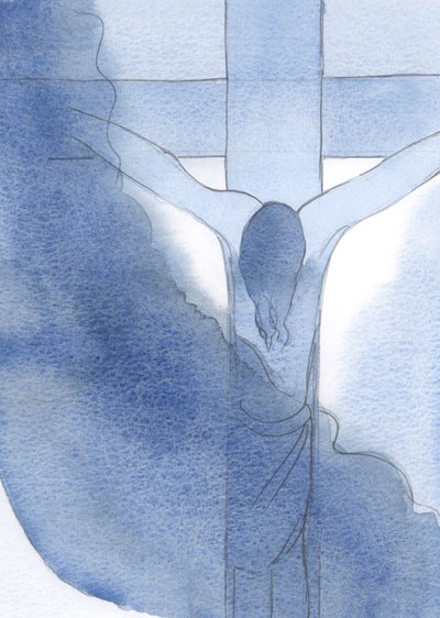 Näin Jeesuksen ristiinnaulittuna ja verisenä, pää painuneena piinaan.Tänne rakkaus toi Hänet, 2000 (paperilla) tekijältä Elizabeth Wang