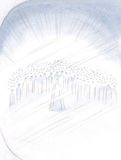 Näin pyhien tönäisevän ikään kuin etuoikeudesta auttaa meitä, Neitsyt Marian keskellä, 2000 (paperilla) tekijältä Elizabeth Wang