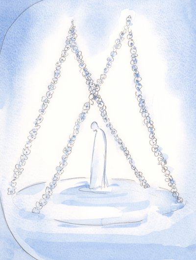 Taivaassa seppeleitä riippui paikan päällä, jossa Neitsyt Marian omistautunut pappi otti vastaan Jumalan palkinnon ja kunnian, 2002 (paperilla) tekijältä Elizabeth Wang