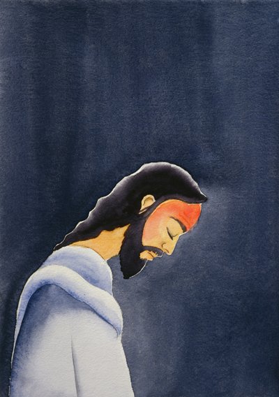 Jeesus rukoilee tuskissaan Getsemanessa Isälleen, 2006 (paperilla) tekijältä Elizabeth Wang