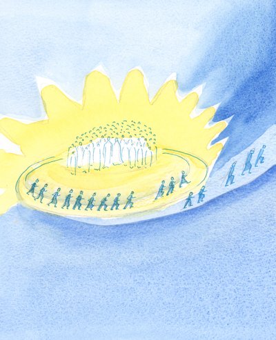 Maallisessa elämässä on ikään kuin juossimme kilpailun Kristuksen ja pyhien silmissä, 2003 (paperilla) tekijältä Elizabeth Wang
