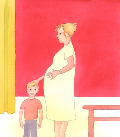 On ihanaa, kun nainen ottaa vastaan lapsen lahjan - ja kun hänen muut lapsensa näkevät hänen ilonsa, mikä tekee heidät varmemmiksi siitä, että heitä rakastetaan, 2005 (akvarelli paperille). tekijältä Elizabeth Wang