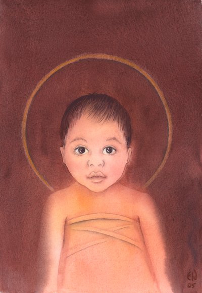 Jeesus Kristus on tosi Jumala, joka otti ihmisluonnon haltuunsa, ja hänellä on nöyryys ja hyvyys tulla keskuuteeni lapsena, 2003 (paperilla) tekijältä Elizabeth Wang