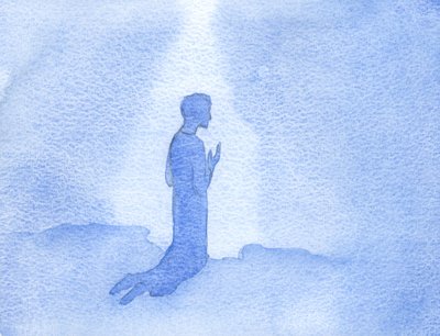 Jeesus polvistui rinteellä Galileassa ja ylisti Jumalaa ja kiitti Häntä Pyhästä Äidistään ja Hänen rakkaudestaan ja rukouksistaan., 2001 (paperilla) tekijältä Elizabeth Wang