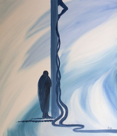Ristillä Jeesus Kristus vuodatti kallisarvoisen verensä pelastaakseen meidät synneiltämme, 2001 (öljyä aluksella) tekijältä Elizabeth Wang