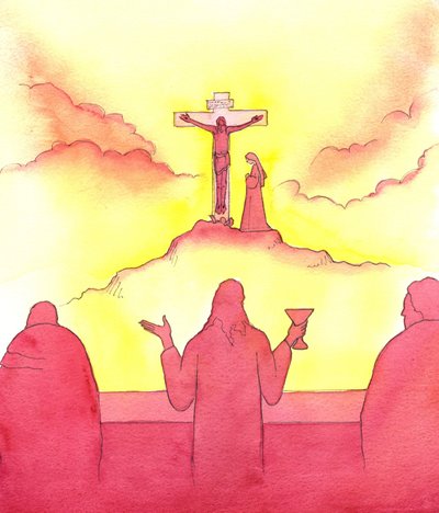 Kuolemaansa edeltävänä iltana Jeesus asetti pyhän eukaristian viimeisellä ehtoollisella vuonna 2001 (paperilla) tekijältä Elizabeth Wang