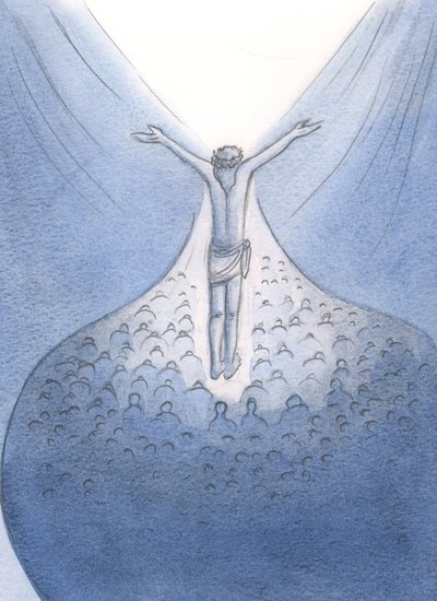 Eräänä päivänä näin uhrin, jonka Kristus tekee eläville ja poistuneille, 2000 (paperilla) tekijältä Elizabeth Wang