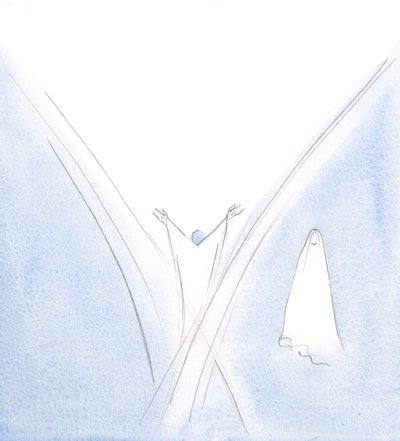 Siunattu Neitsyt Maria oli ollut elävä tabernaakkeli Kristukselle, mutta näin hänen seisovan toisella puolella, pää nöyryydessä taivutettuna., 2000 (paperilla) tekijältä Elizabeth Wang