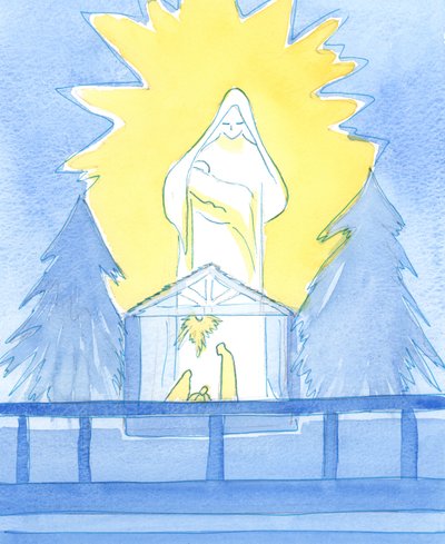 Siunattu Neitsyt Maria seisoi Lady Chapelissa loistossaan ja näytti, kuinka hän jakaa ilomme poikansa, Herramme, syntymän juhlana 2003 (paperilla) tekijältä Elizabeth Wang