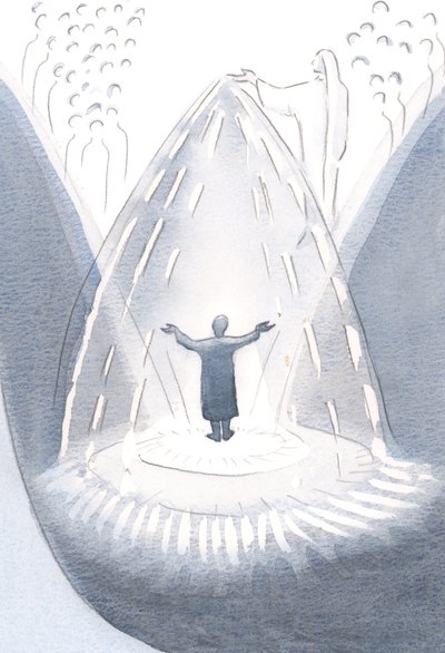 Pyhä Äitimme Maria levittää armoa kuin sadetta, heti kun pyydämme Jumalalta Hänen apuaan. Hänen kauttaan saamme siunauksia, 2000 (paperilla w/c) tekijältä Elizabeth Wang
