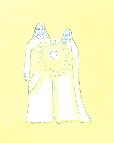 Neitsyt Maria jakoi Kristuksen tuskan niin kuin kukaan muu maan päällä, 2003 (paperilla) tekijältä Elizabeth Wang
