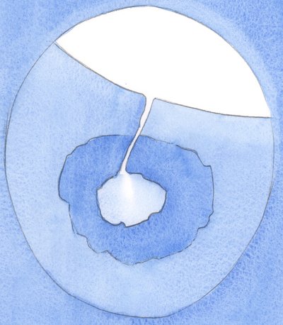 Sielumme on kuin luola, joka on piilotettu syvälle maan sisään. Sen seinät ovat kiinteää "kiveä", mikä on itsekkyyttä. Faith tekee tien "ylös", 2002 (w/c paperilla) tekijältä Elizabeth Wang