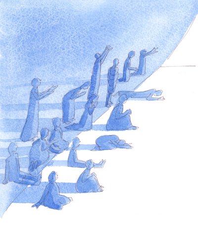 Rikkaat ja köyhät, sairaat ja terveet voivat saada uskon, 2004 (vesiväri paperille). tekijältä Elizabeth Wang