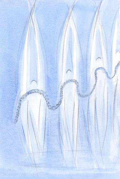 Niin monet enkelit ovat läsnä pyhäkössämme juhlissa ja valmistelevat sitä seppeleillä Siunatun Ladymme juhlaa varten., 2001 (paperilla) tekijältä Elizabeth Wang