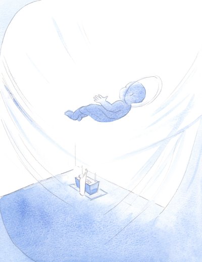 Kristus-lapsi uhrasi itsensä Isälle keskiyön messussa jouluna ja uhrasi henkensä rakkaudella Isän kunniaksi., 2001 (paperilla) tekijältä Elizabeth Wang