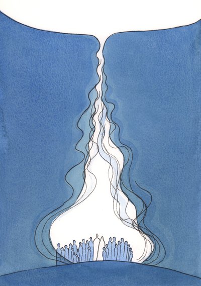Rukouksen suuri liekki., 2001 (w/c paperilla) tekijältä Elizabeth Wang