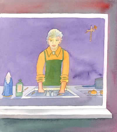 Herra haluaa meidän pitävän elossa taivaan toivon, 2004 (w/c paperilla) tekijältä Elizabeth Wang