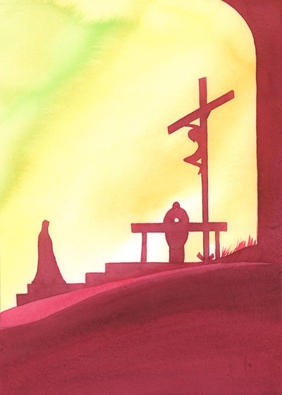 Messu on kuin ikkuna aikaan, jonka kautta olemme läsnä Kristuksen pelastavalle uhrille, kuten Maria katsoo, 2000 (paperilla) tekijältä Elizabeth Wang