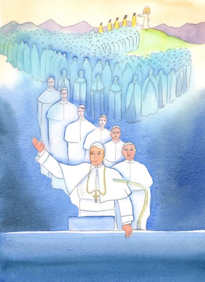 Paavi, Rooman piispa, on pääpiispa ja kirkon ykseyden painopiste, 2004 (w/c paperilla) tekijältä Elizabeth Wang