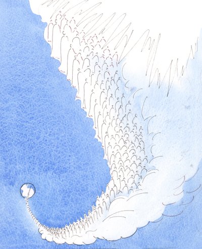 Taivaan pyhät ovat tietoisia synnin ongelmasta, 2005 (akvarelli paperille). tekijältä Elizabeth Wang