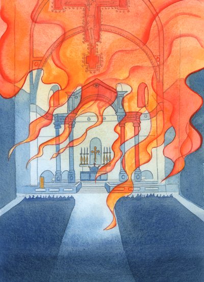 Kirkko tai katedraali, jossa katoliset rukoilevat, lepää Jumalan hoidossa, 2003 (paperilla) tekijältä Elizabeth Wang