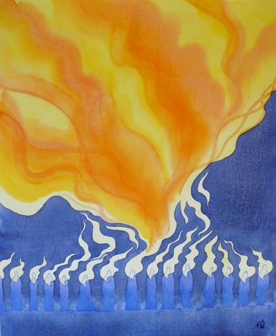 Pyhän Hengen laskeutuminen apostolien ja Marian päälle helluntaina, 2001 (paperilla) tekijältä Elizabeth Wang