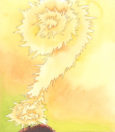 Die Herrlichkeit des Himmels, die wie eine herrliche Sonne erscheint, gesehen aus dem irdischen Leben, erstreckt sich in unendliche Höhen, auf sich selbst gewunden, 2005 von Elizabeth Wang