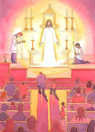 "Jalokivi" katolisen kirkon sydämessä on Jeesus, meidän jumalallinen Vapahtajamme, läsnä tabernaakkelissa, 2004 (paperilla) tekijältä Elizabeth Wang