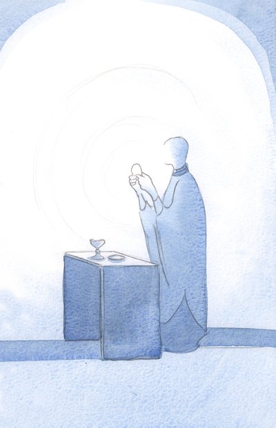 Kristuksen valo loisti vihkimisen yhteydessä., 2001 (w/c paperilla) tekijältä Elizabeth Wang